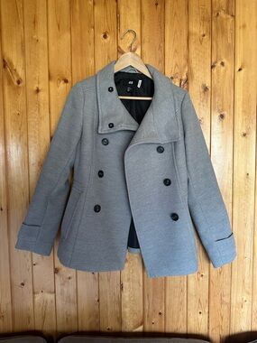 H&M Gray Wool-Blend Peacoat